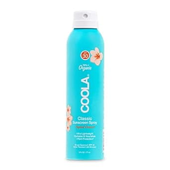 COOLA Organic Sunscreen SPF 30 Sunblock Spray, Dermatologist Tested Skin Care for Daily Protection, Vegan and Gluten Free, Tropical Coconut, 6 Fl Oz