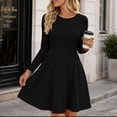 thumbnail image 4 of Sheghy Crew‑Neck Long‑Sleeve Fit‑and‑Flare Mini Dress Women Fall Party Outfit, 4 of 8
