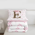 thumbnail image 5 of Erosebridal Girls Letter E Bow Queen Comforter Set,Cute Bows Chic Cheetah Print Bedding Comforter Set For Girls Teens, Reversible 3pcs, 5 of 7