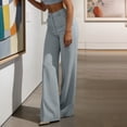 thumbnail image 6 of Zedker Wide Leg Pants for Women High Waisted Pants Solid Color Comfortable Pants Straight Leg Ankle Length Pant for Summer with Pockets Black L, 6 of 9