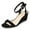 Black, variant on YDN Women Lovely Round Open Toe Buckle Strap Sandals Wavy Edge Wedge Mid Heels Pumps Bridal Party Summer Shoes Size 7 White