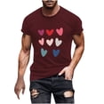 thumbnail image 2 of Aloohaidyvio Men's Heart Graphic Print Tee Tops Casual Round Neck Short Sleeve Valentine's Day Summer T Shirts, 2 of 5
