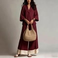 thumbnail image 5 of Iyufng Women's Summer Outfits 3/4-Sleeve V-Neck Top and Pants Set Relaxed and Casual 2 Piece Sets, 5 of 5