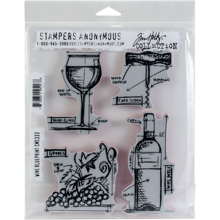 UPC: 0752830095168 | Tim Holtz Cling Stamps 7 X8.5 -Wine Blueprint