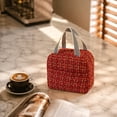 thumbnail image 2 of Yhmxh Tweed Insulated Lunch Bag, Reusable Thermal Lunch Tote Bag with Front Pocket & Double Hand Strap, Leakproof Cooler Lunch Box for Adults Work Office Picnic Travel, Portable Food Storage Handbag, 2 of 6