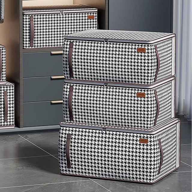 Bolsa de almacenamiento de ropa organizador de gran capacidad | Tela no tejida con ventana transparente | Doble cremallera y asa reforzada | Almacenamiento de edredón portátil plegable para armario