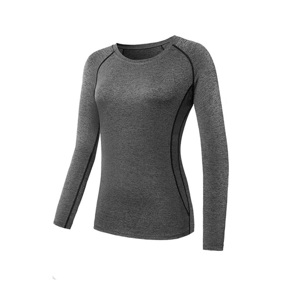 OGLCCG Women's Long Sleeve Athletic Shirts Quick Dry Stretchy Crewneck Moisture Wicking Yoga Shirts Slim Fit Gym Running T-Shirts,L,Gray