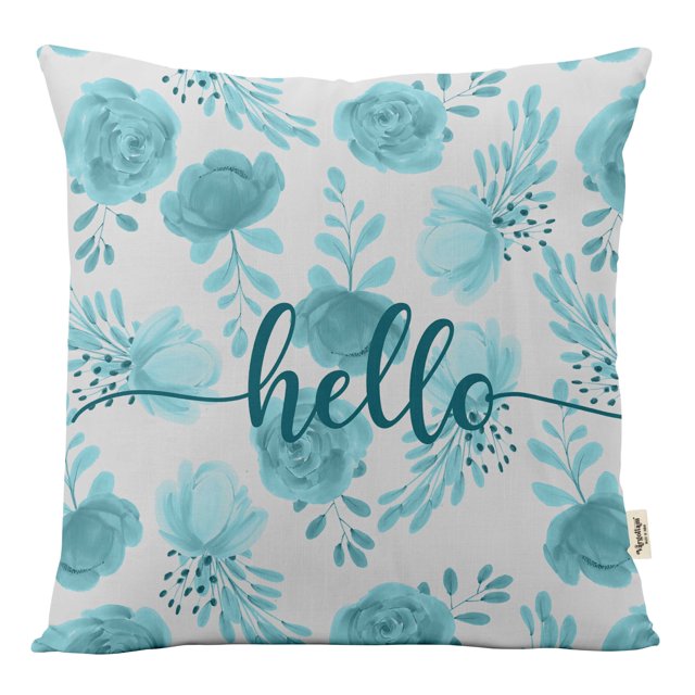 VargottamSquare Pillow Cover - Decorative Pillow Covers24x24 Inches,PrintedTeal BlueThemePillowcase, DecorativeSquareCushionCovers