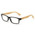 thumbnail image 2 of Real Bamboo Reading Glasses Spring Hinge Genuine Bamboo Rectangular Reader w/Case, 2 of 3