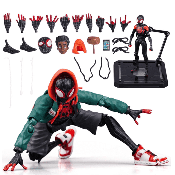Figurine Articulée de Héros Araignée de 7 Pouces - Style Urbain de Rue avec Chandail à Capuchon, Espadrilles et Accessoires, Poupée de Collection Mobile