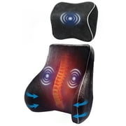 Comfier Lumbar Support Pillow+ Back Massager Cushion, Vibration Memory Foam Backrest for Chair with 5 Massage Modes&2 Heat Levels