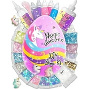 Laevo Surprise Unicorn Slime Kit for Girls - All-Inclusive DIY Slime Making Kits with 5 Secrets - Includes Glue, Activator and Magic Add ins - Easter Gifts for Kids - Easter Toys
