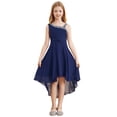 thumbnail image 3 of Miaeowve Robe Haute Basse à Sequins pour Filles Robe Formelle de Mariage Sans Manches en Chiffon Froncé Bleu Marine 6, 3 of 7
