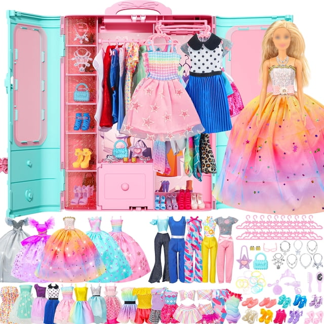 Set de Armario para Muñecas Style Shine con Ropa y Accesorios 70 Piezas