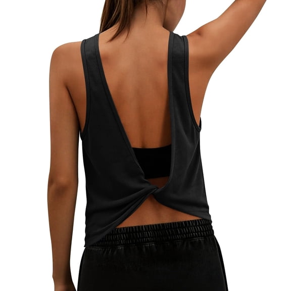 Open Back Tops for Women Workout Tank Tops for Women 2026 Summer Tops Sleeveless Backless Yoga Top Athletic Workout Slim Basic Cami Shirts Running T Shirts Going Out Crop Tops Gym Fitness Shirts