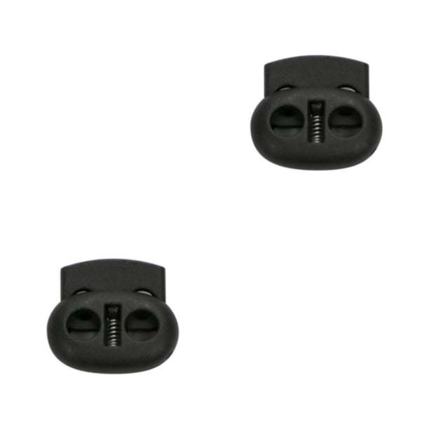 Qarigey 100 Piezas Tapón de plástico Cordón Ropa deportiva Bloqueo de cable Agujero doble Clip de resorte Cordón Toggle Negro 2 1.91.7 negro 2 1.9*1.7 2piezas