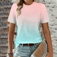 thumbnail image 2 of fatyb Womens Summer Tops Crew Neck Gradient Color T Shirts Short Sleeve Casual Pullover Tee for Women, 2 of 5