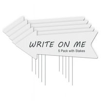 Blank Yard Signs with Stakes, 5 Pack 17 x 6 Inches White Blank Wedding Directional Yard Signs, Yard Signs