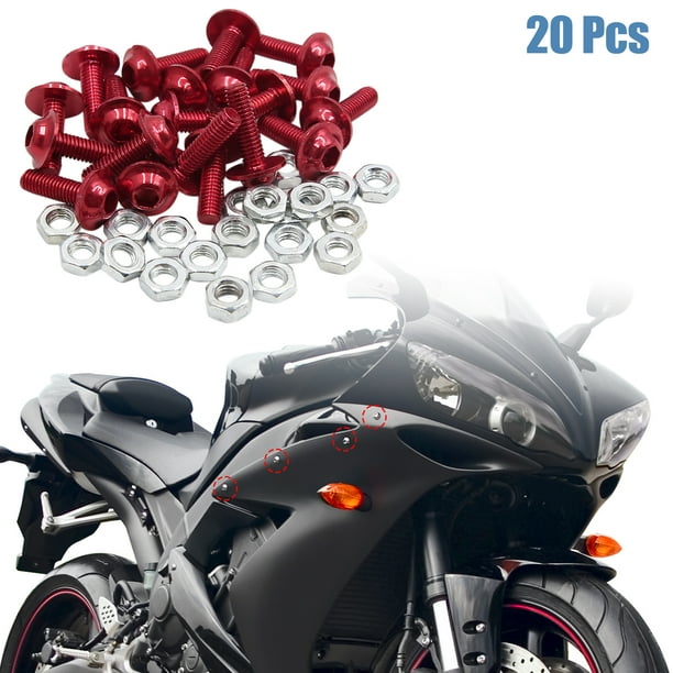 20pcs M6 Red Aluminum Alloy Hex Socket Head Motorcycle Fairing