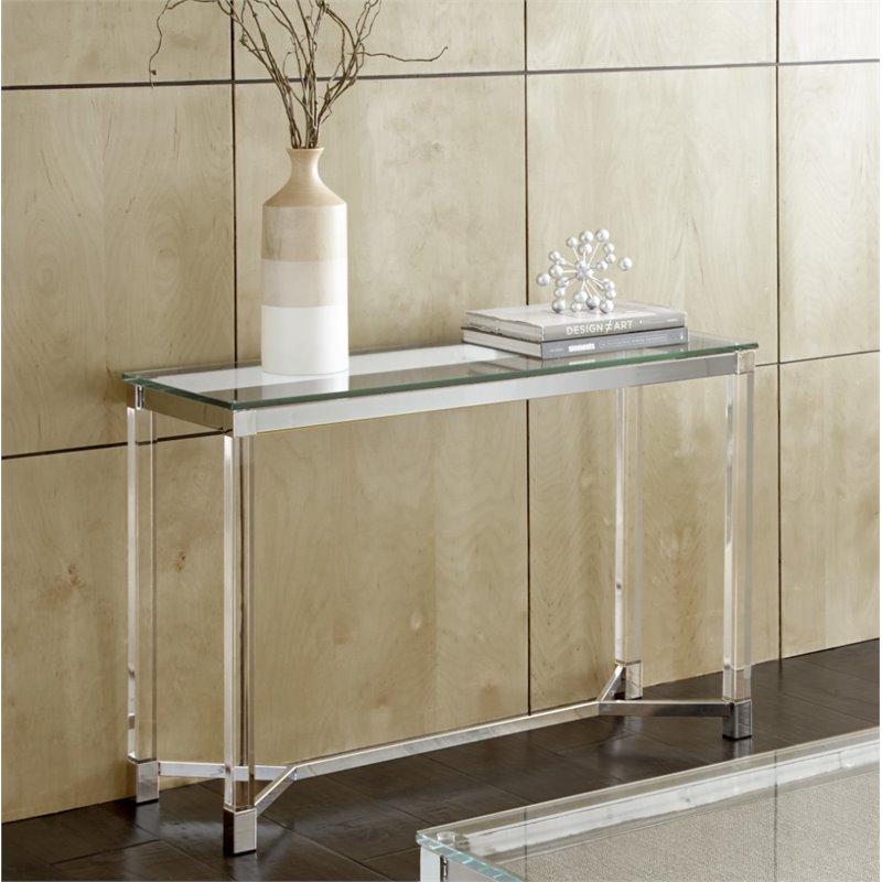 Steve Silver Talia Glass Top Acrylic Console Table in Chrome Walmart