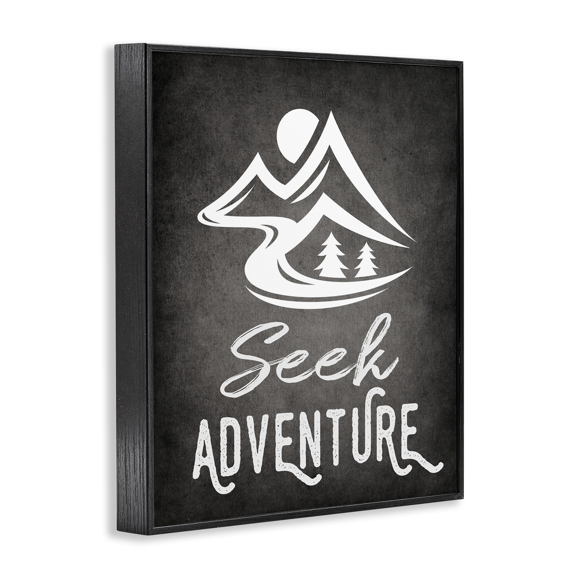 Stupell Industries Seek Adventure Phrase Typography Painting Black Framed Art Print Wall Art, 24 x 30