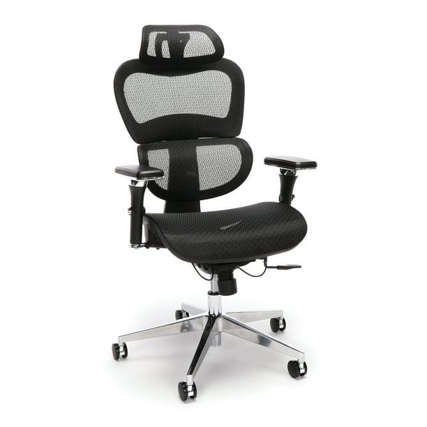 OFM Ergo Office Chair featuring Mesh Back and Seat with Optional Headrest, in Black (540BLK