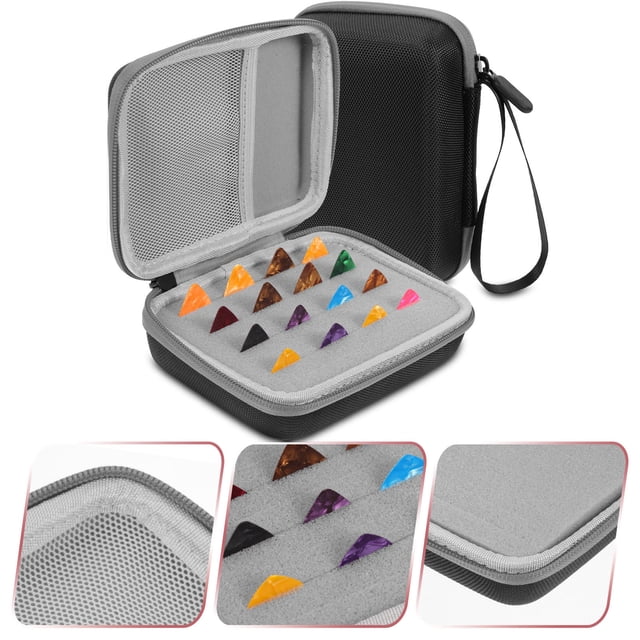 RENACLIPY 1Set Black Guitar Pick Holder Case with Sturdy Construction and Convenient Zipper Closure