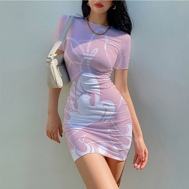 2022 Disney Minnie Mickey Mouse Fashion Sexy Dress Summer Clothes for Women O Neck Skinny Mini Dresses Female Club PartywearXXL Gao Jinjia LED