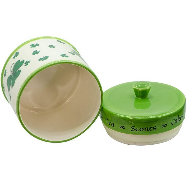 Hand Painted Green Ceramic Shamrock Planter Candy Bowl Irish Decor