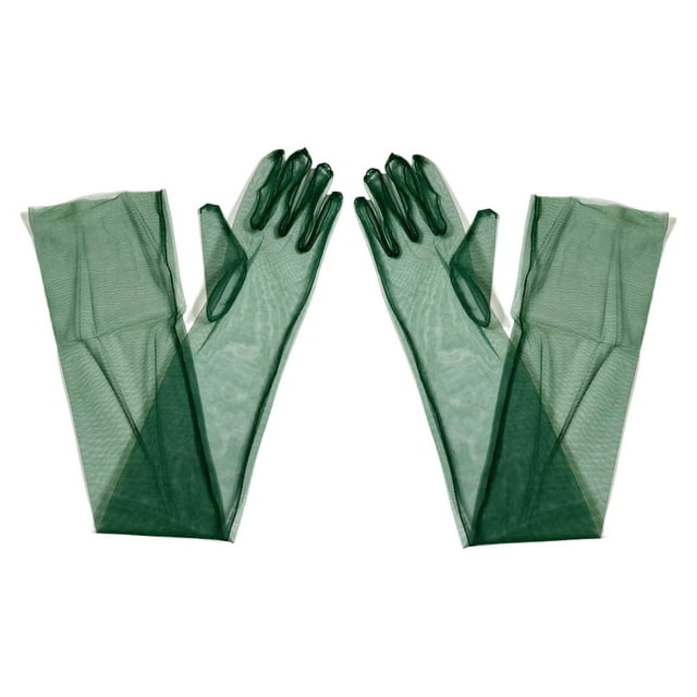 Sonducket Guantes transparentes para bodas vintage óperas banquetes destacan tul vestido de novia guantes faldas guantes y mitones verde negruzco 55cm
