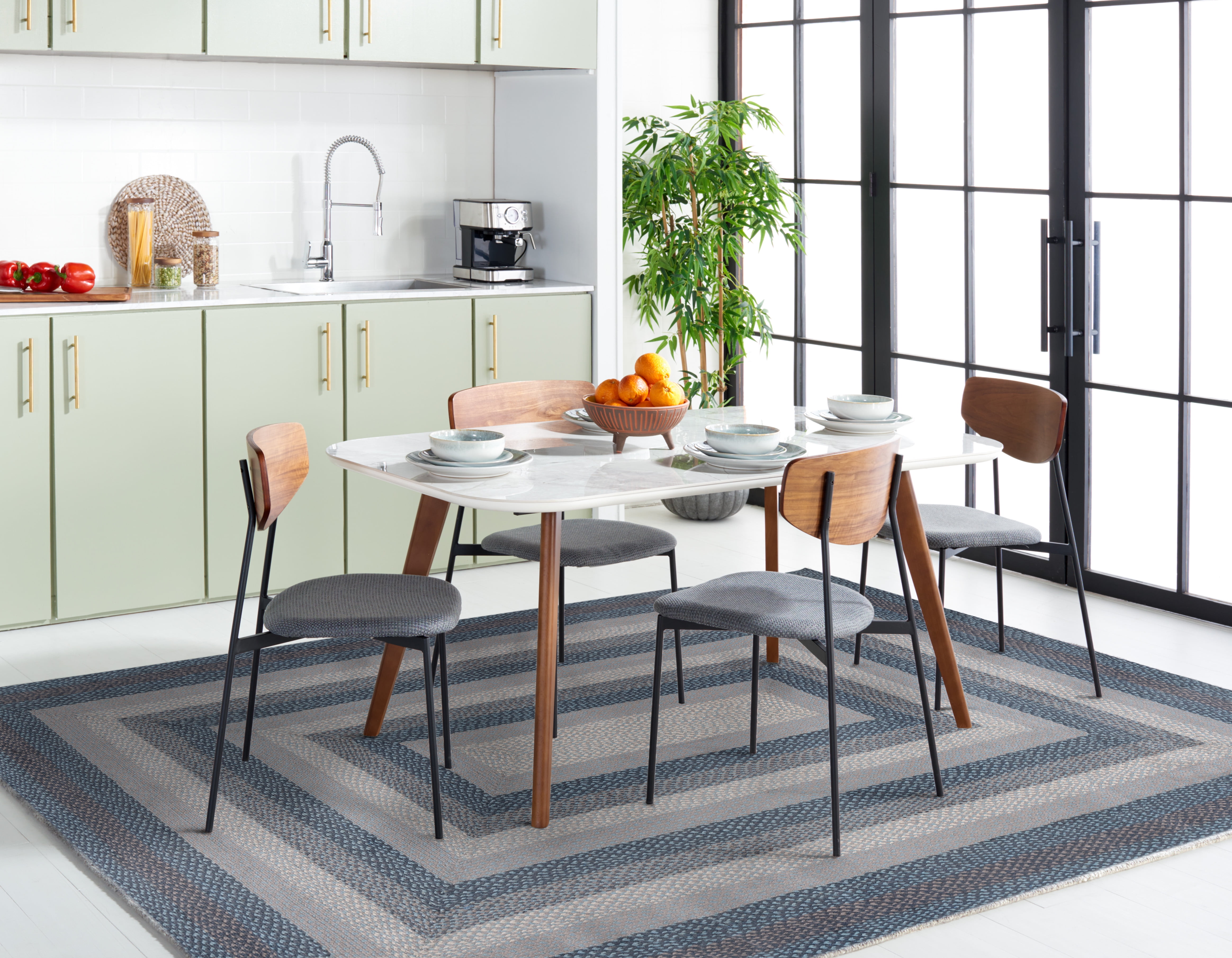 SAFAVIEH Braided Dorinda Bordered Reversible Area Rug, Gray/Blue, 6' x 6' Square