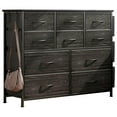 thumbnail image 6 of Jojoka 10-Drawer Dresser Chest of Drawers for Bedroom, Fabric Storage Organizer With Wood Top, Side Pockets & Hooks Cabinet for Living Room, Entryway, Hallway, Closet, Retro Grey, 6 of 8