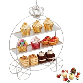 3 Tier Cupcake Stand Tiered Serving Cake Stand Wedding Dessert Cupcake Pastry Serving Tray 3 Tier Cup Cake Holder for Donuts Fruits Tea Birthday Party(Gold)