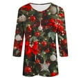 thumbnail image 5 of asdoklhq Flannel Shirt Women Christmas Glitter Print Round Neck 3/4 Sleeve T-Shirt Top Red 2X, 5 of 5
