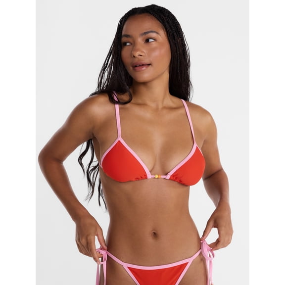 No Boundaries Triangle Halter Bikini Top, Women's XXS-XXL