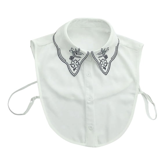 CYSFASHION Detachable Collar for Women Solid Half Shirts Family Business Casual Round Dicky Collar Blouse White