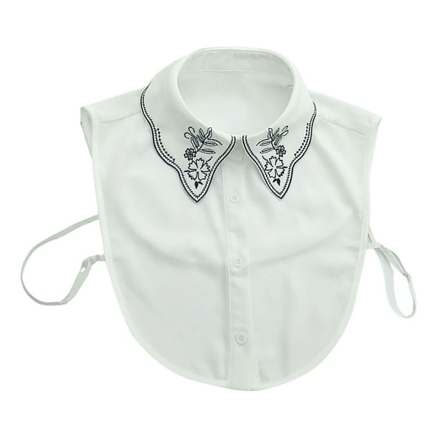 WZXFASHION Chiffon Color Blocked Embroidered False Collar Clothing Shoes & Accessories White One Size