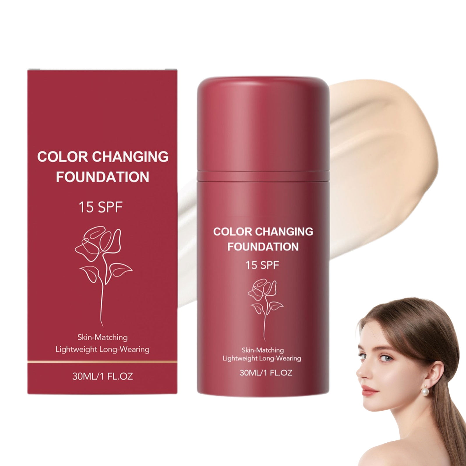 Color Changing Foundation,Skin Tone Adapting Liquid Foundation for Women, Self Adjusting Natural Finish, Blurs Imperfections & Fine Lines, All Skin Types, 1.00 Fl Oz (1)