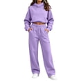 thumbnail image 2 of VBVC Women's 2 Piece Hooded Sweatsuit , Cowl Neck Cropped Pullover and Pants for Women , Ladies' Long Sleeve Tracksuit with Pockets, S-2XL, 2 of 6