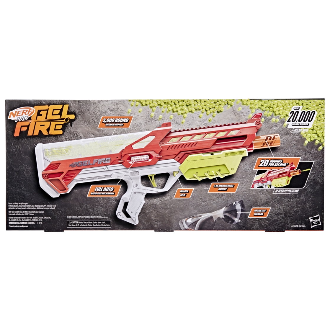 Nerf Pro Gelfire Warp Speed Water Bead Blaster, 20,000 Gelfire Rounds, Eyewear, Ages 14+