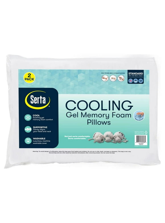Serta Cooling Gel Memory Foam Bed Pillow, Set of 2
