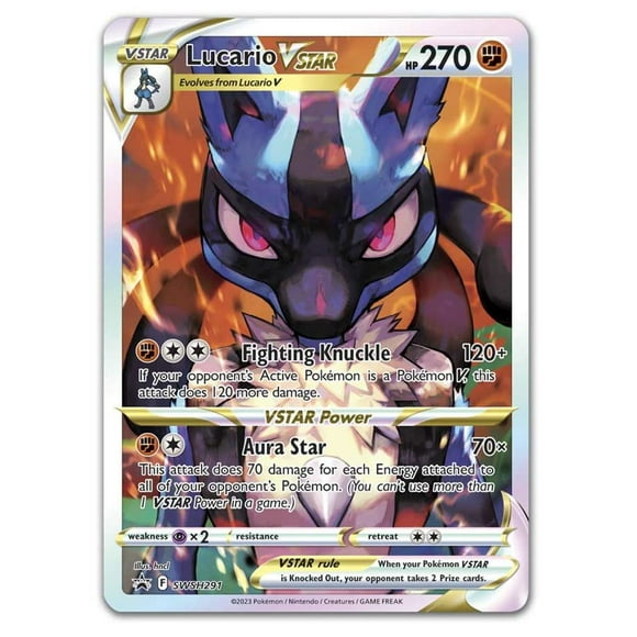 Tarjeta coleccionable Pokémon Lucario VSTAR SWSH291 Arte completo