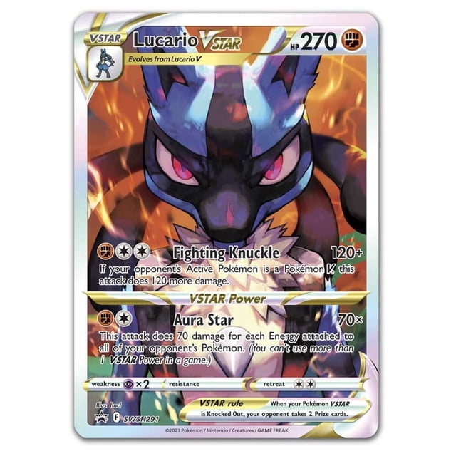 Tarjeta coleccionable Pokémon Lucario VSTAR SWSH291 Arte completo