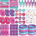 thumbnail image 1 of czcpp-Gymnastics Party Favors - 107 Pieces, Gymnastics Birthday Party Decorations Supplies for Kids, Including Notebook, Gift Bags, Slap Bracelets, Rubber Bracelets, Stickers, Keychain, Button Pin, 1 of 4
