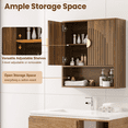 thumbnail image 2 of Aufeile Bathroom Medicine Cabinet with Arched Door, Wall Mounted Over The Toilet Storage Cabinet with Adjustable Shelf & Open Shelf for Bathroom, Laundry, Living Room, Kitchen, Walnut Set of 2, 2 of 9