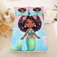 thumbnail image 4 of Feelyou Kawaii Fairy Sea Mermaid Bed Sheets for Kids, Dreamy Marine Jellyfish King Sheets, Pink Blue, 4-Piece, 4 of 5