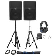 (2) Peavey PVXP12DSP 12" Powered DJ/PA Speakers w DSP+Stands+Cables+Headphones