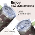 thumbnail image 4 of 20oz Insulated Coffee Tumbler with Handle & Straw, Geometric Texture Stainless Steel Travel Mug, Leak-Proof Double Wall, 4 of 5