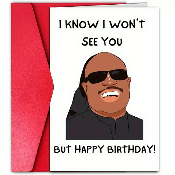 Funny Birthday Card – "I Know I Won't See You, But Happy Birthday!" – Humorous Design with Red Envelope – Ideal for Friends and Family