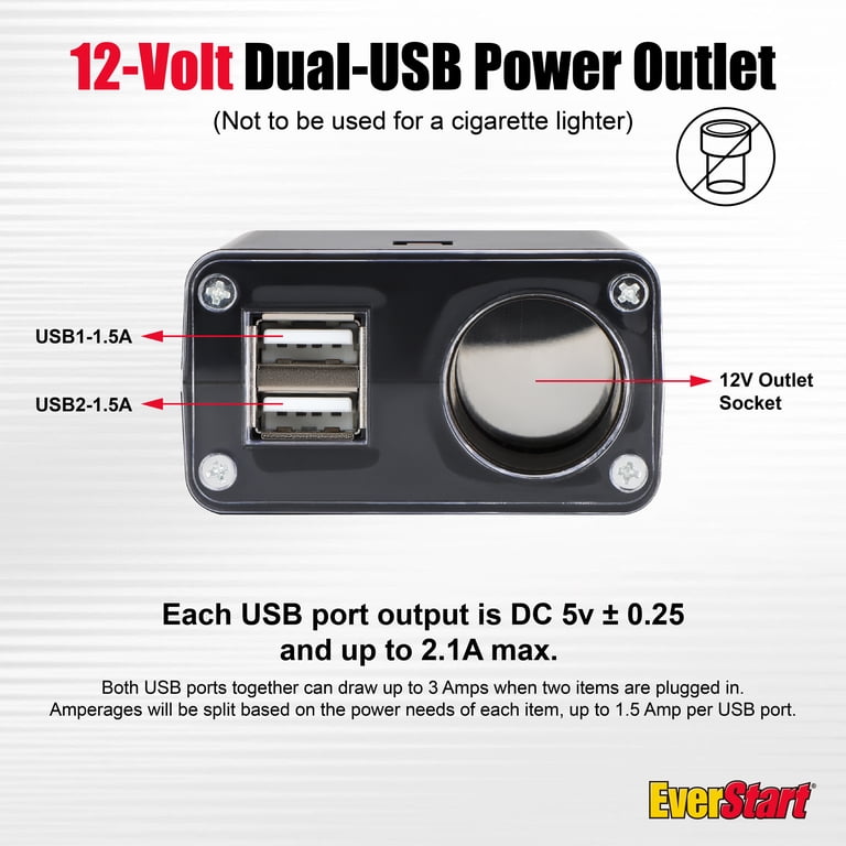 EverStart 12V Dual USB Car Power Adapter with 12V Outlet photo 2